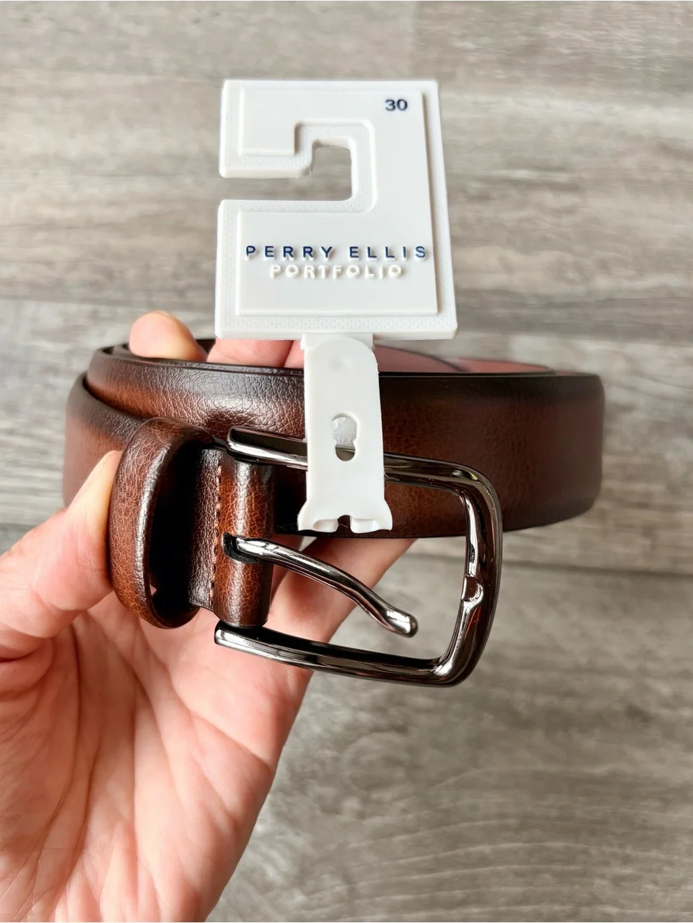 Perry Ellis Portfolio Men's Park Avenue Leather Belt Brown Men’s SZ 30